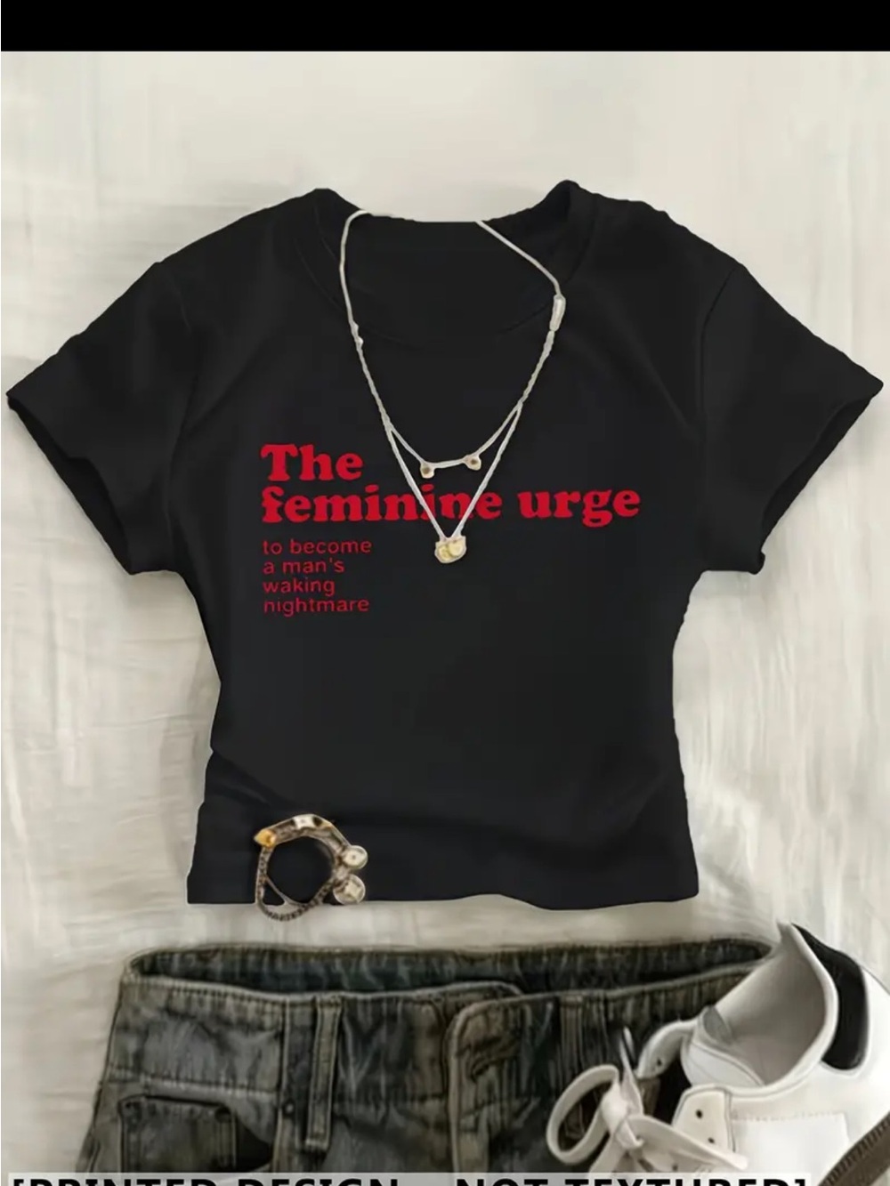 The Feminine Urge Graphic Tee - Black with Red Print